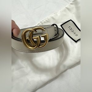 Gucci Leather Belt Double G - size 75 - Ivory